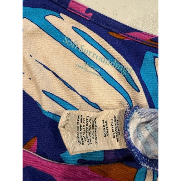 Soft Surroundings Maxi Dress Women Medium Floral 3/4 Sleeve Cruise Bloom Stretch - Picture 4 of 8